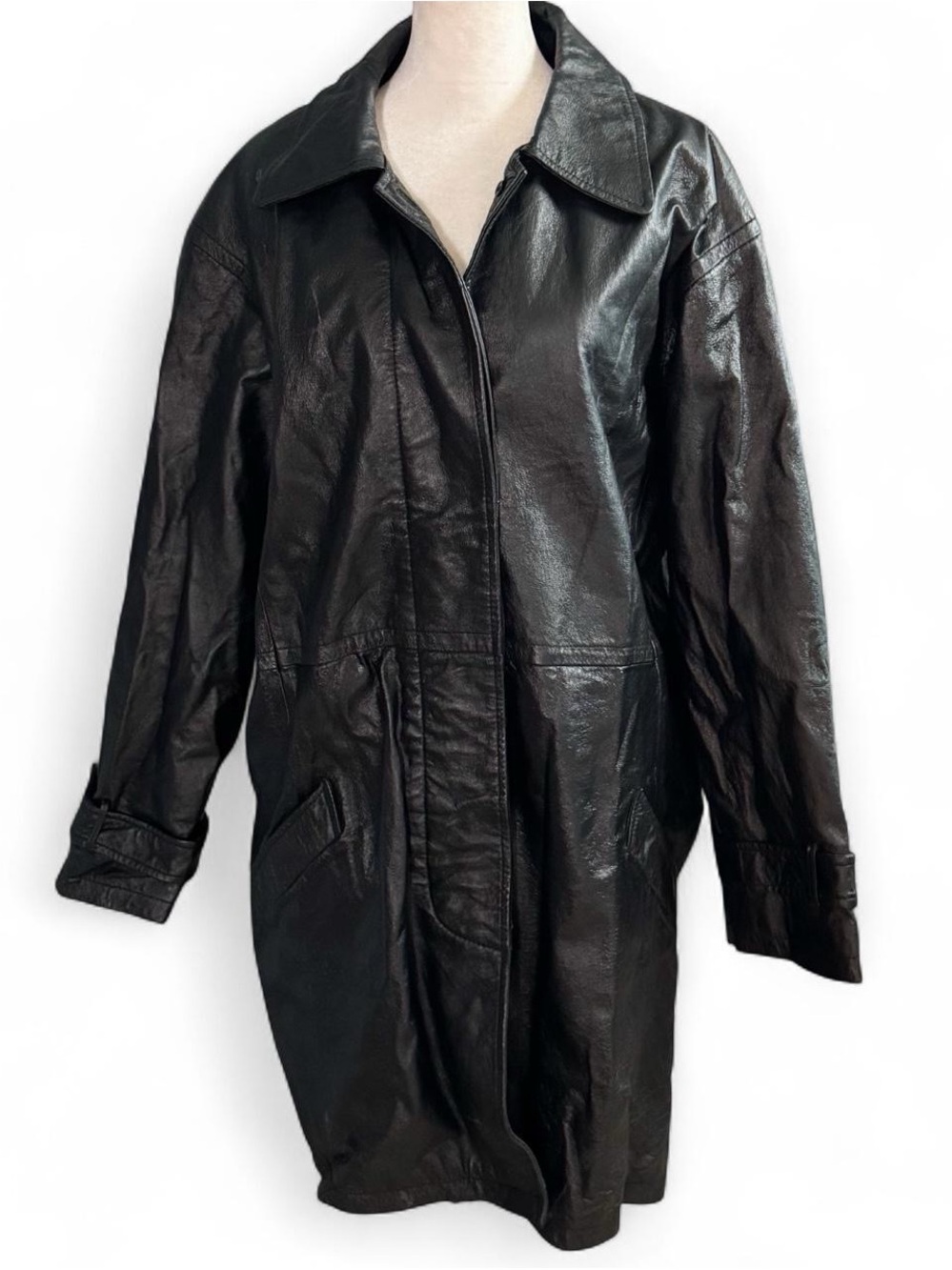 Vintage Bagatelle Black Leather Coat – Fits L/XL 🖤
